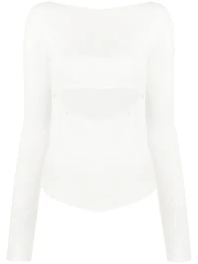 Low Classic Cut-out Detail Long-sleeve Top In White