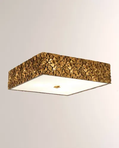 Lucas + Mckearn Mosaic 3-light Square Ceiling Light, 16" In Gold