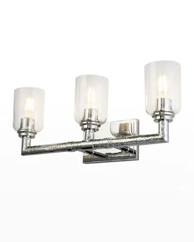 Lucas + Mckearn Rampart 3-light Hammered Bath Vanity Light In Silver