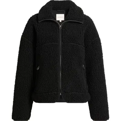 Lucky Brand Cozy High Pile Fleece Jacket In Black