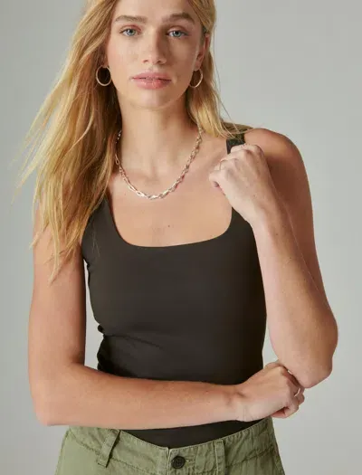 Lucky Brand Seamless Square Neck Tank In Black