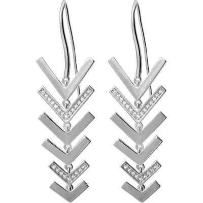 Lucy Quartermaine Art Deco Arrow Drop Earrings In Metallic