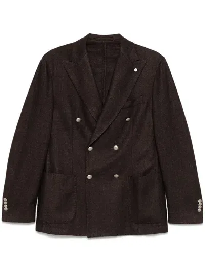 Luigi Bianchi Mantova Brooch-detail Blazer In Black