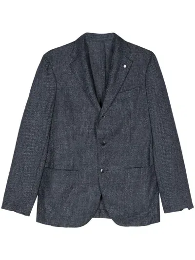 Luigi Bianchi Mantova Checked Blazer In Gray