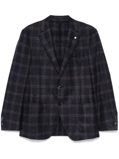 Luigi Bianchi Mantova Checked Blazer In Blue