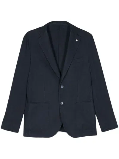 Luigi Bianchi Mantova Herringbone Blazer In Blue