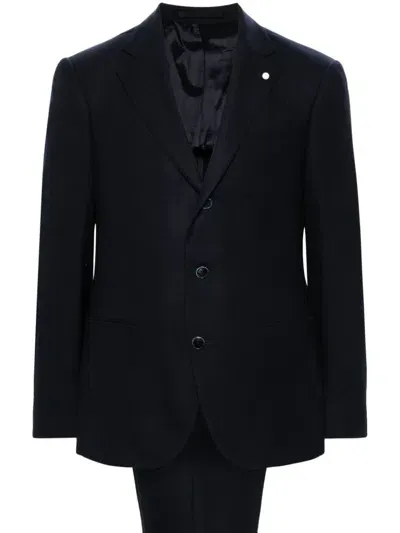 Luigi Bianchi Mantova Pleated Suit In Blue