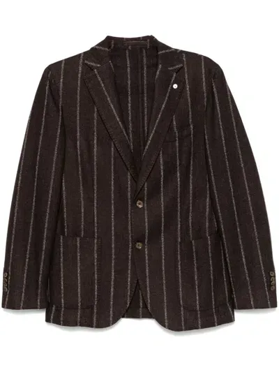 Luigi Bianchi Mantova Striped Blazer In 褐色