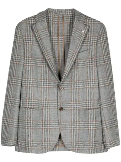 Luigi Bianchi Mantova Tartan Blazer In Grey