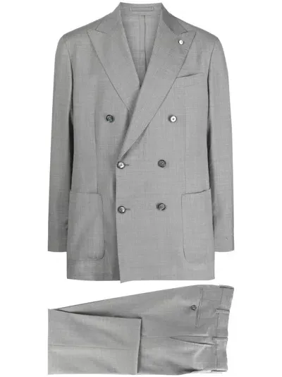 Luigi Bianchi Mantova Virgin Wool Double-breasted Suit In Grau