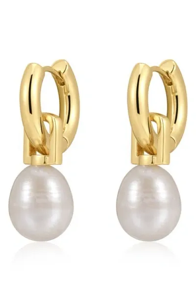 Luv Aj Amalfi Freshwater Drop Huggie Earrings In Gold