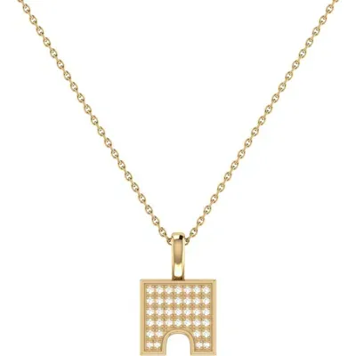 Luvmyjewelry City Arches Square Diamond Pendant In 14k Yellow Gold Vermeil On Sterling Silver