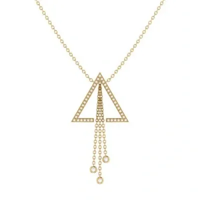 Luvmyjewelry Skyline Triangle Bolo Adjustable Diamond Lariat Necklace In 14k Yellow Gold Vermeil On