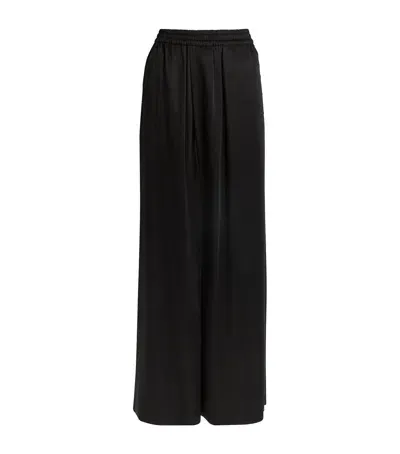 Lvir Satin Wide-leg Trousers In Black