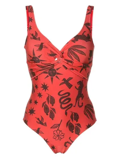 Lygia & Nanny Mirassol Logo-plaque Swimsuit In Brown