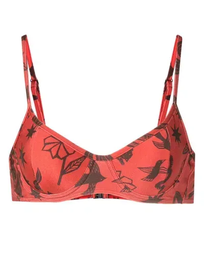 Lygia & Nanny Fiji Printed Bikini Top In Brown