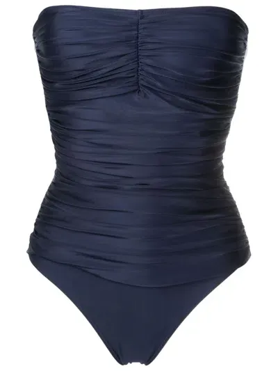 Lygia & Nanny Melissa Gathered-detail Swimsuit In Blue