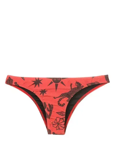 Lygia & Nanny Poipu Printed Bikini Bottoms In Brown