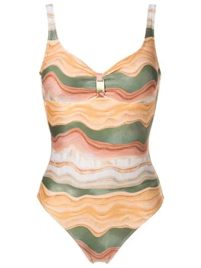 Lygia & Nanny Adriana Twisted Printed Swimsuit In Brown