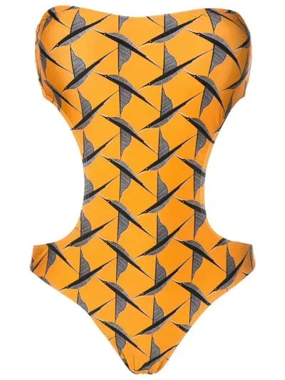 Lygia & Nanny Taylor Bird-print Swimsuit In Orange