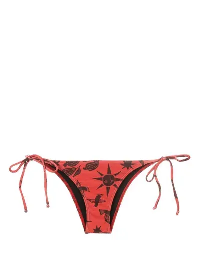 Lygia & Nanny Thai Printed Bikini Bottoms In Brown