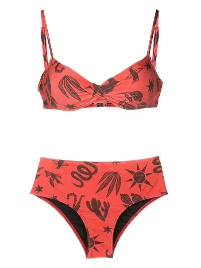 Lygia & Nanny Veronica Printed Bikini Set In Brown