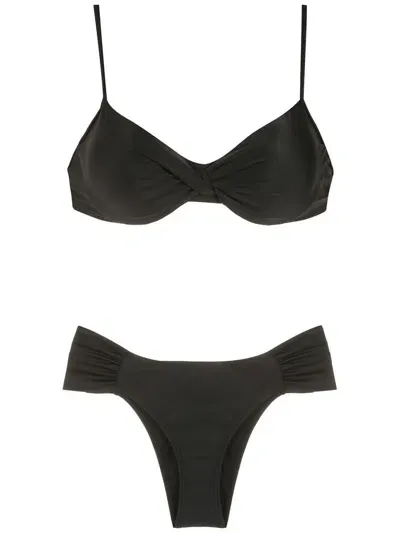 Lygia & Nanny Marcela Ruched Bikini In Black