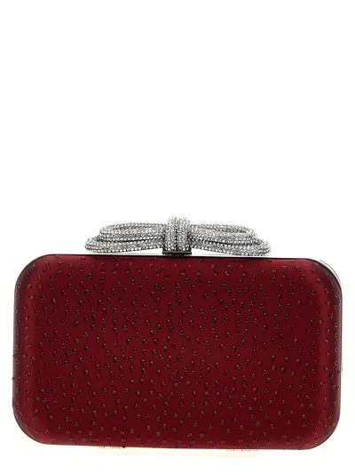 Mach &amp; Mach Double Bow Satin Clutch In Bordeaux