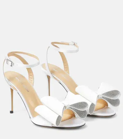 Mach & Mach Le Cadeau Bow-detail Satin Sandals In White