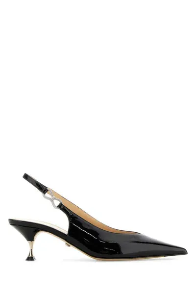 Mach & Mach 60mm Crystal-bow Slingback Pumps In Black