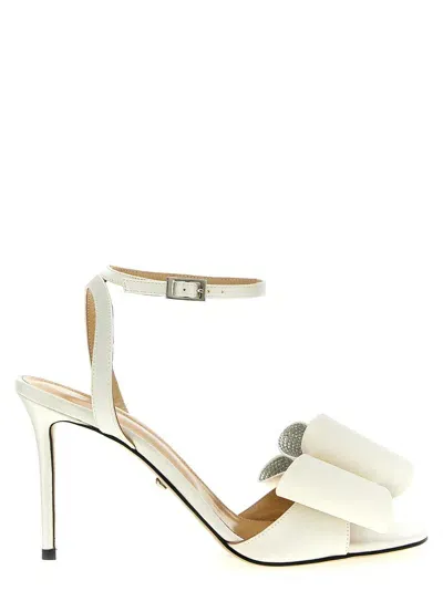 Mach & Mach Le Cadeau Double Bow Ankle Strap Sandal In White