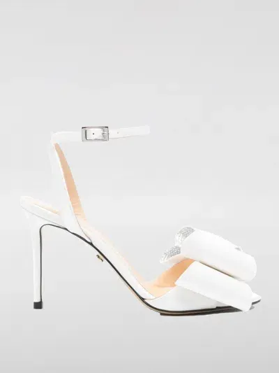 Mach & Mach Cadeau Round Toe Satin Sandal In White