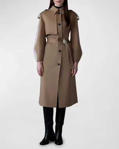 Mackage Ceyla Belted Handmade Double-face Virgin Wool Coat In Light Camel Trench