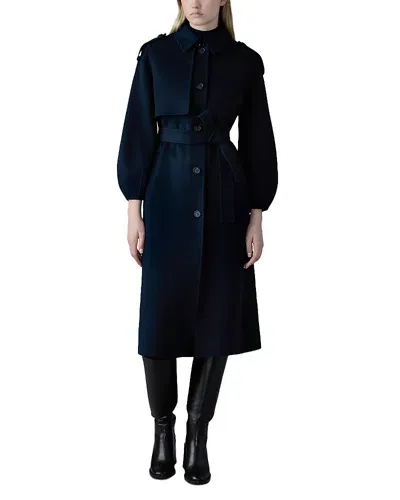 Mackage Ceyla Wool Trench Coat In Navy