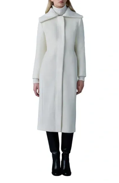 Mackage Clarice Leather Trim Wool Coat In Cream