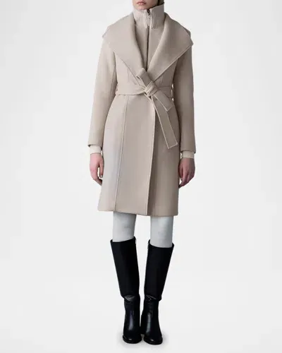 Mackage Norita Double-face Belted Wool Coat In Trench