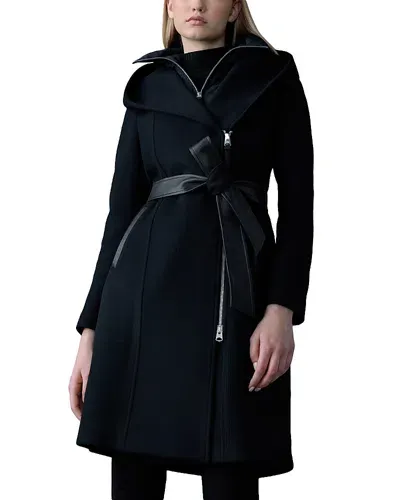 Mackage Shia 2 In 1 Double Face Wool Coat With Removable Bib In Black