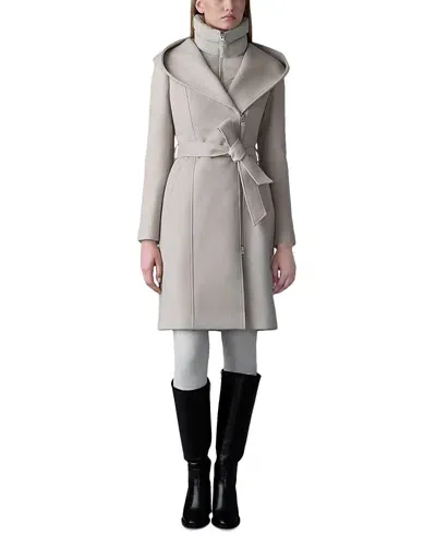 Mackage Shia 2 In 1 Double Face Wool Coat With Removable Bib In Trench