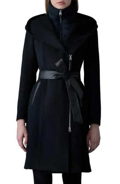 Mackage Shia-slb 2-in-1 Double Face Wool Coat With Removable Bib In Black