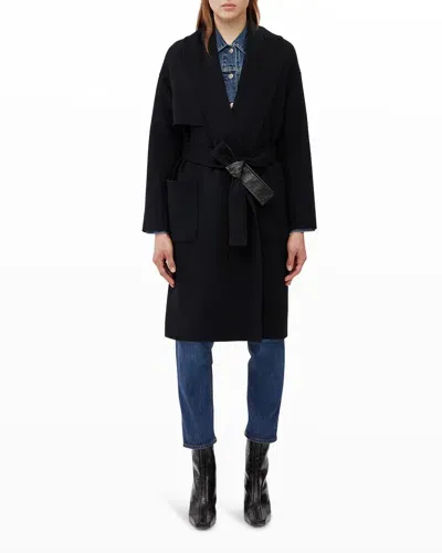 Mackage Thalia Belted Wool Coat In Black