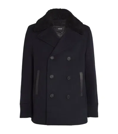 Mackage Wool Cole Pea Coat In Navy