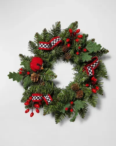 Mackenzie-childs Cozy Christmas Mini Wreath In Green