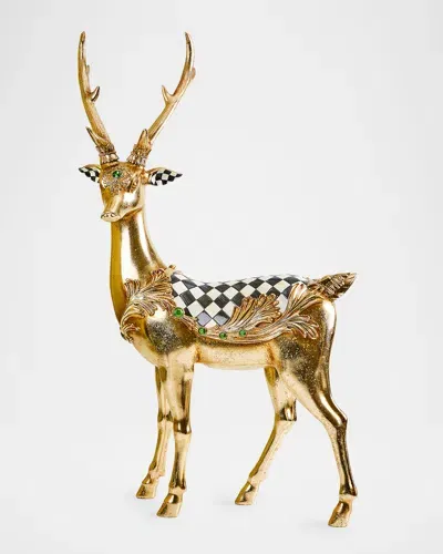 Mackenzie-childs Emerald Luxe Standing Gold Deer Holiday Decor