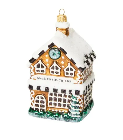 Mackenzie-childs Glass Gingerbread Farmhouse Tree Decoration In White