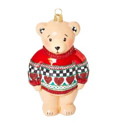 Mackenzie-childs Glass Sweater Bear Tree Decoration In Red