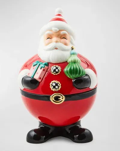 Mackenzie-childs Granny Kitsch Santa Cookie Jar In Red