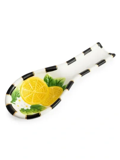 Mackenzie-childs Lemon Spoon Rest In White