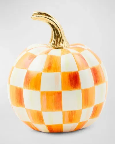 Mackenzie-childs Orange Check Mini Pumpkin, 8.5"