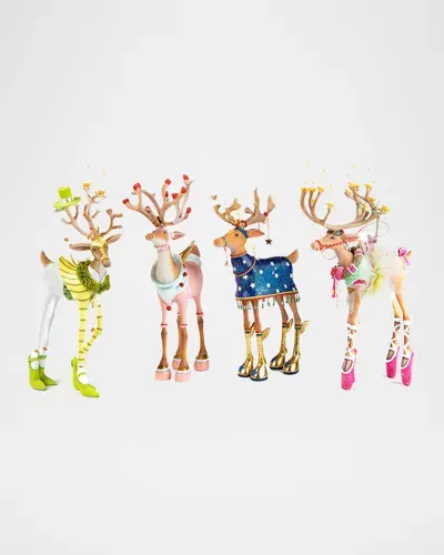 Mackenzie-childs Patience Brewster Dash Away Reindeer Figurines, Set Of 4 In Multi