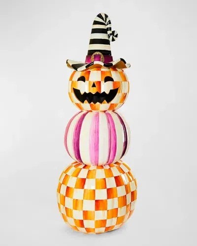 Mackenzie-childs Plum And Orange Halloween Pumpkin Outdoor Trophy In Multi